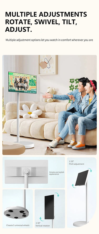 Custom Portable TV with Battery Rotating Portable Monitor Android 15 M3U Television Indoor Smart TV for Home Office Business