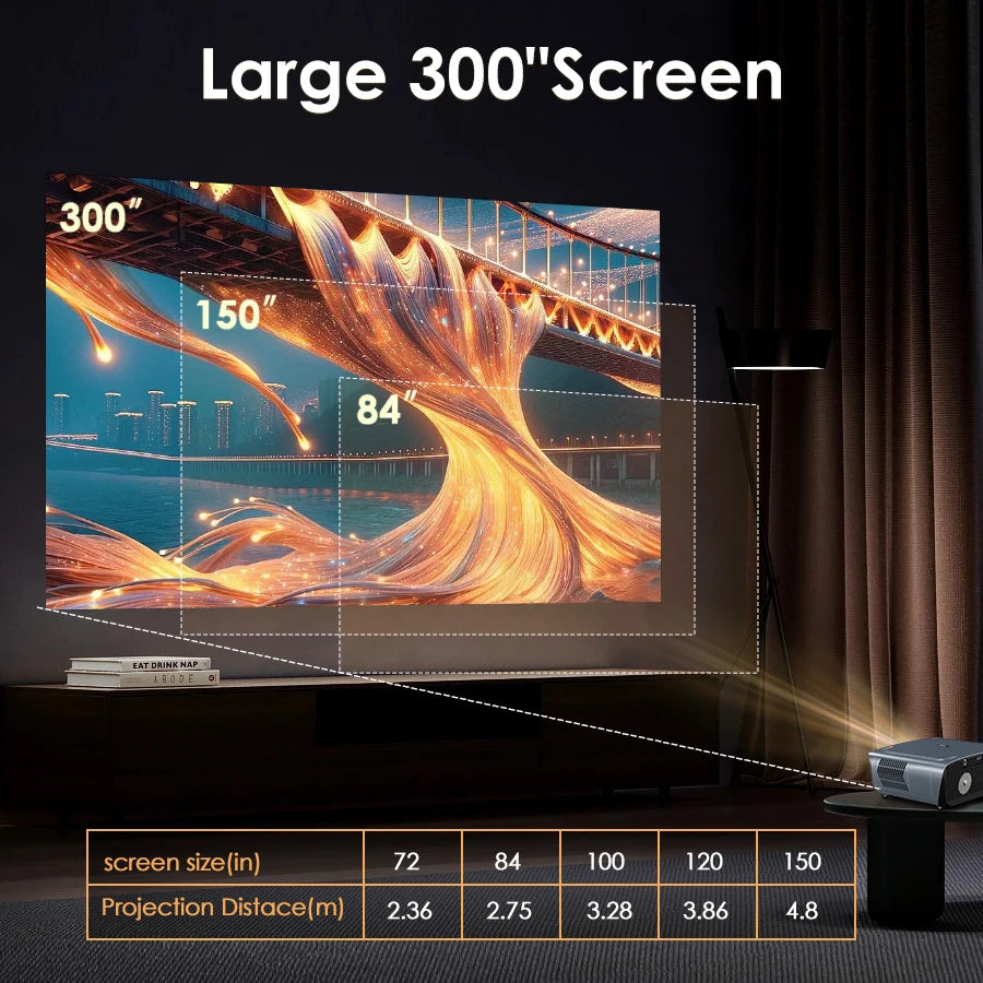 S7+ 4K Ultra HD Projector Video Movies 4000 ANSI Google TV Home Theater Android 14 Auto Focus Smart TV Beam Projectors Daytime