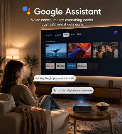 S7+ 4K Ultra HD Projector Video Movies 4000 ANSI Google TV Home Theater Android 14 Auto Focus Smart TV Beam Projectors Daytime
