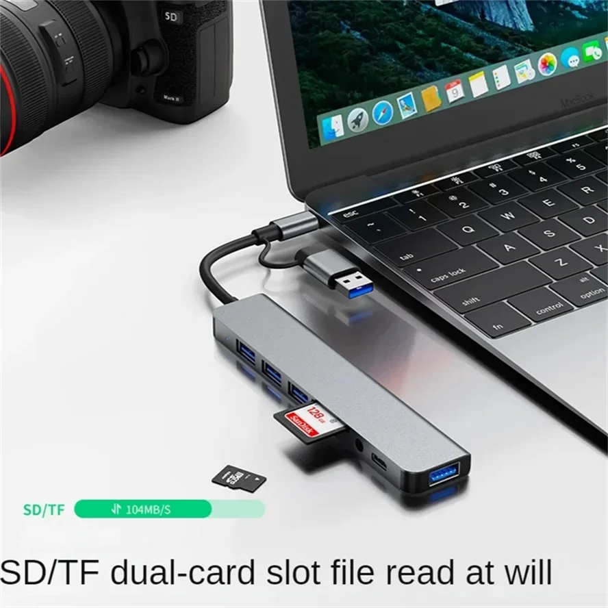 8 In 2 USB Type-C HUB with Splitter Card Reader USB 3.0 USB 2.0 SD/TF Splitter Card Reader Docking Station for HUAWEI Xiaomi PC