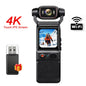 4K Pocket Action Camera Touch Screen WIFI Outdoor DV 180° Rotatable  Anti-shake Bodycam Portable Small Video Recorder Vlog Cam