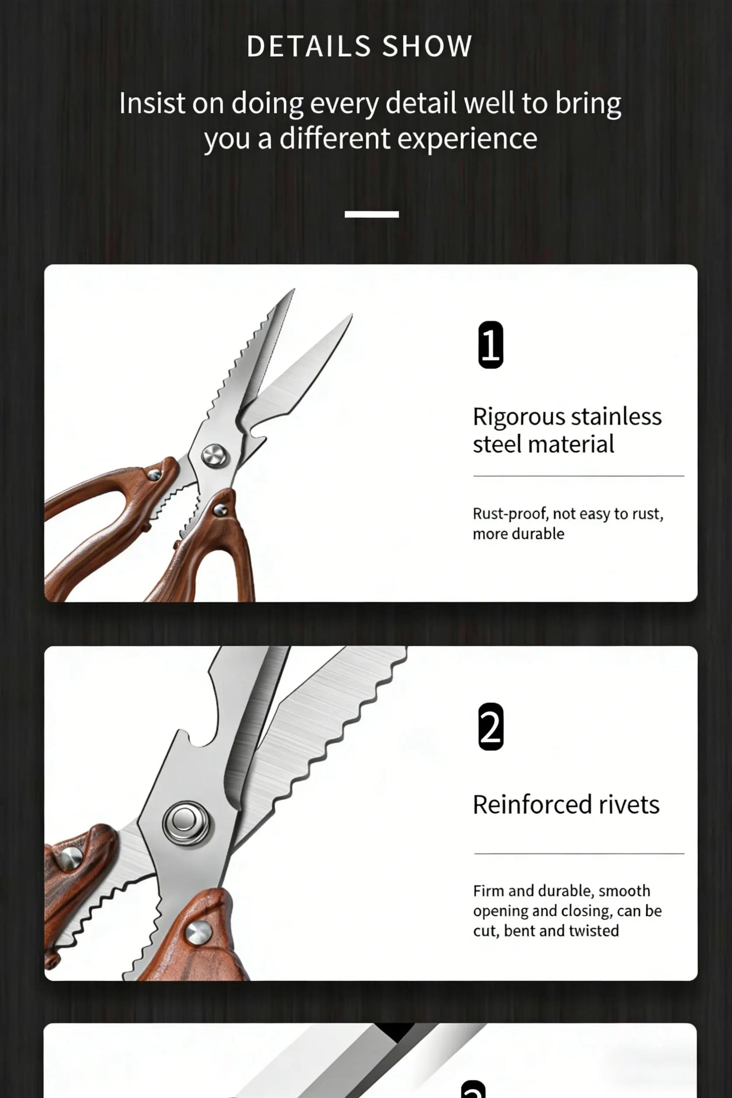 Newly 2 Piece Set Heavy Duty Kitchen Scissors-Stainless Steel Multi-Purpose Shears for Chicken, Fish, Bottle Opener&Nut Cracker