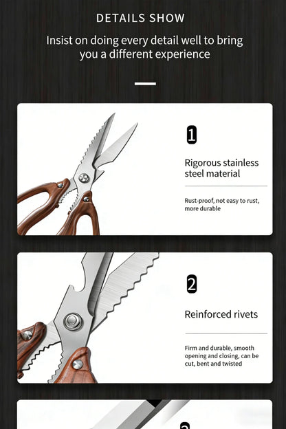 Newly 2 Piece Set Heavy Duty Kitchen Scissors-Stainless Steel Multi-Purpose Shears for Chicken, Fish, Bottle Opener&Nut Cracker