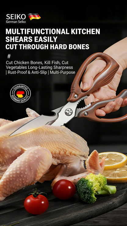 Newly 2 Piece Set Heavy Duty Kitchen Scissors-Stainless Steel Multi-Purpose Shears for Chicken, Fish, Bottle Opener&Nut Cracker