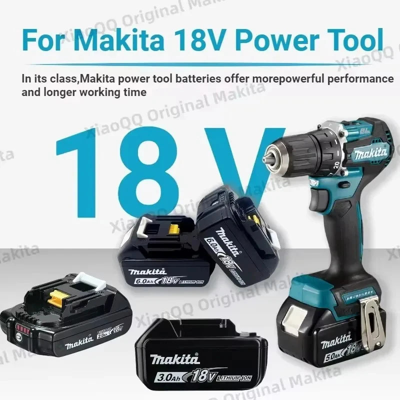 100% Original Makita 18V 5Ah 6Ah 9Ah Lithium Battery & Charger, Replacement Battery for DDF487 Cordless Impact Drill