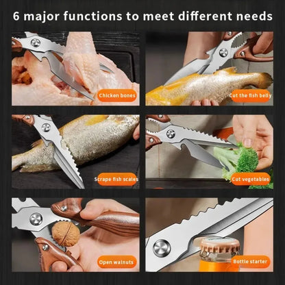 Newly 2 Piece Set Heavy Duty Kitchen Scissors-Stainless Steel Multi-Purpose Shears for Chicken, Fish, Bottle Opener&Nut Cracker