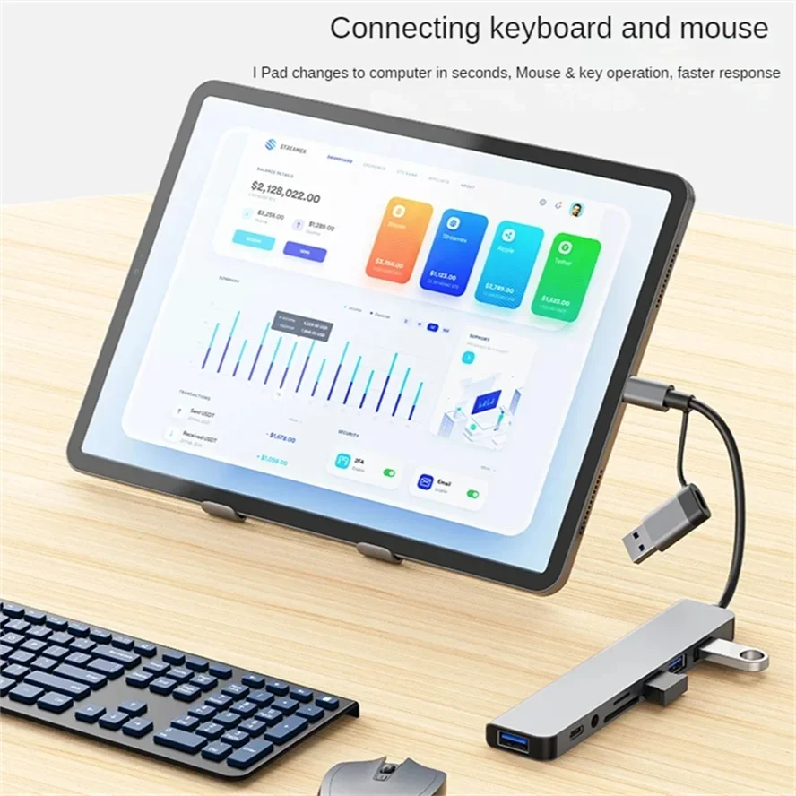 8 In 2 USB Type-C HUB with Splitter Card Reader USB 3.0 USB 2.0 SD/TF Splitter Card Reader Docking Station for HUAWEI Xiaomi PC