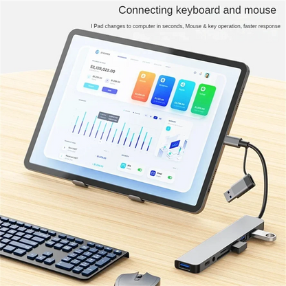 8 In 2 USB Type-C HUB with Splitter Card Reader USB 3.0 USB 2.0 SD/TF Splitter Card Reader Docking Station for HUAWEI Xiaomi PC