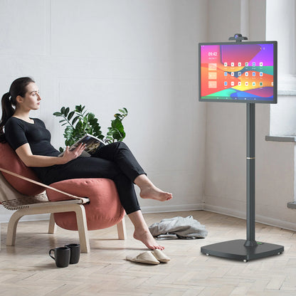 27" Portable Smart TV - Rotatable Android 10 Advertising Monitor with Battery (Movable Stand, Full HD Touchscreen）