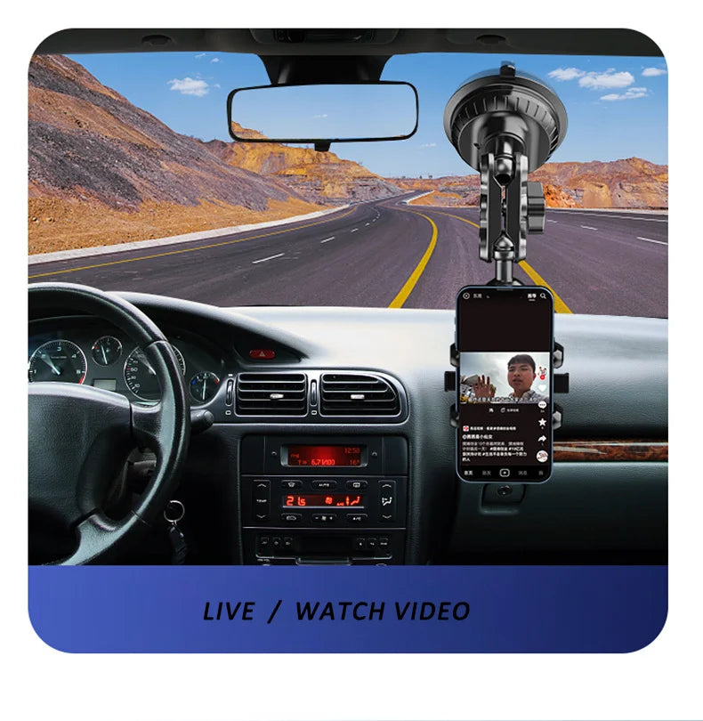 Car Phone Mount Video Recording Universal Magic Arm Suction Car Phone Holder Mount Windshield Window Glass Vlog Shooting