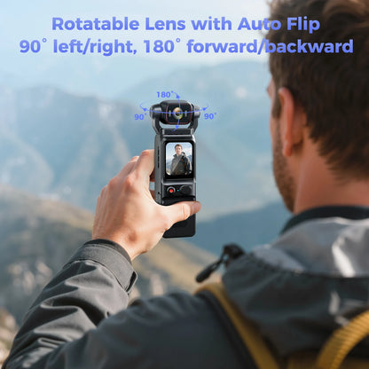 4K Pocket Action Camera Touch Screen WIFI Outdoor DV 180° Rotatable  Anti-shake Bodycam Portable Small Video Recorder Vlog Cam