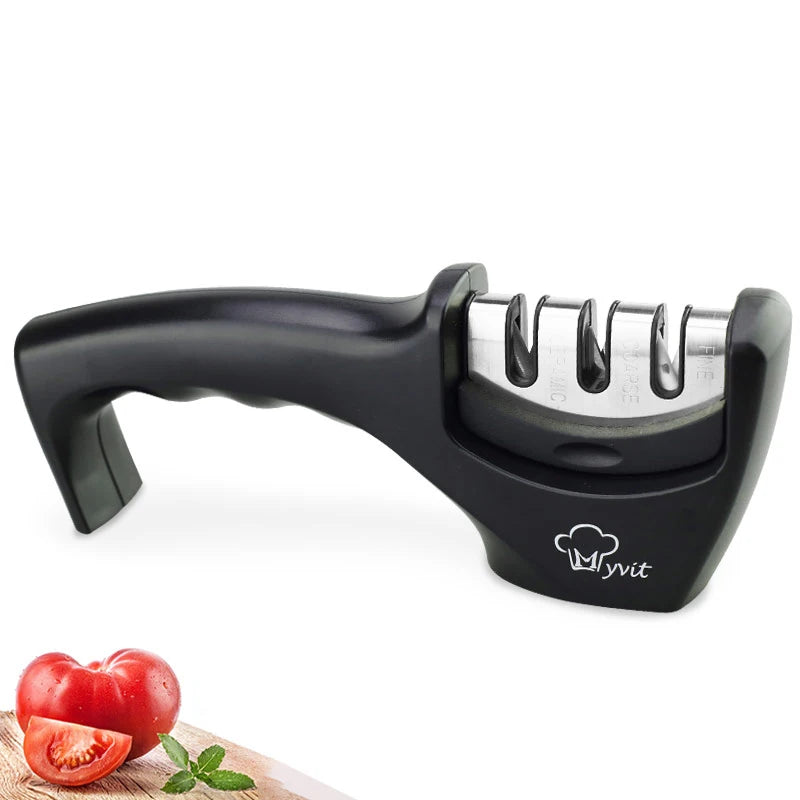 Knife Sharpener 4 in 1 Diamond Coated&Fine Rod Knife Shears and Scissors Sharpening stone System Stainless Steel Blades