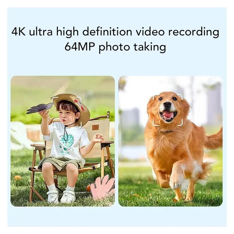 4K HD Portable Pocket Action Camera, 330° Tracking Autofocus Handheld Cam, Outdoor Travel Hiking Cycling Vlog Video Recorder
