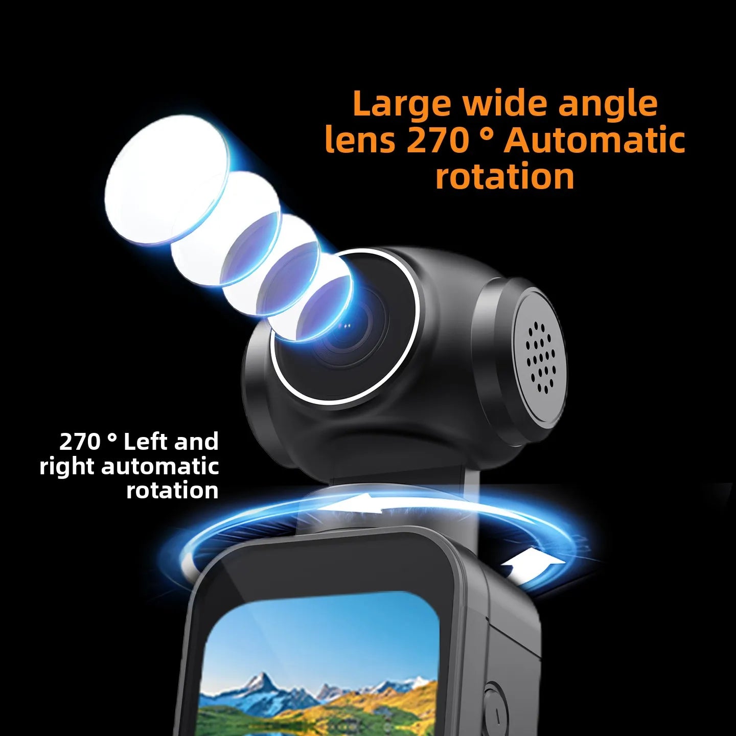 ANSVICAM 5K Action Camera Anti-shake Pocket Vlogging Cam  270° Auto Rotative 4K 60FPS Sports DV Portable Digital Video Recorder