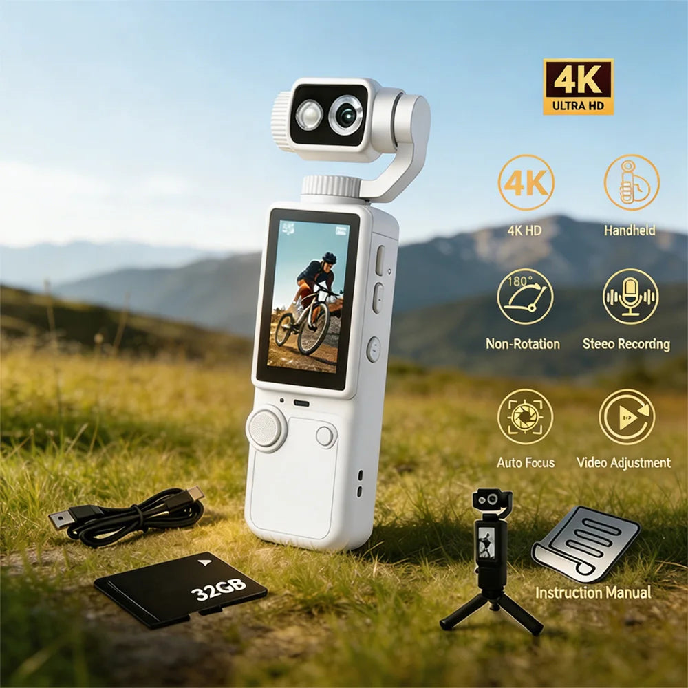 Mini 4K Sports Action Camera Waterproof Anti Shake Wide Angle Lens Handheld Camcorder For Outdoor Diving Cycling Skiing Travel P