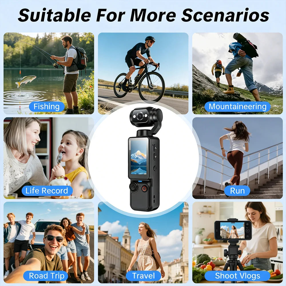 Mini 4K Sports Action Camera Waterproof Anti Shake Wide Angle Lens Handheld Camcorder For Outdoor Diving Cycling Skiing Travel P