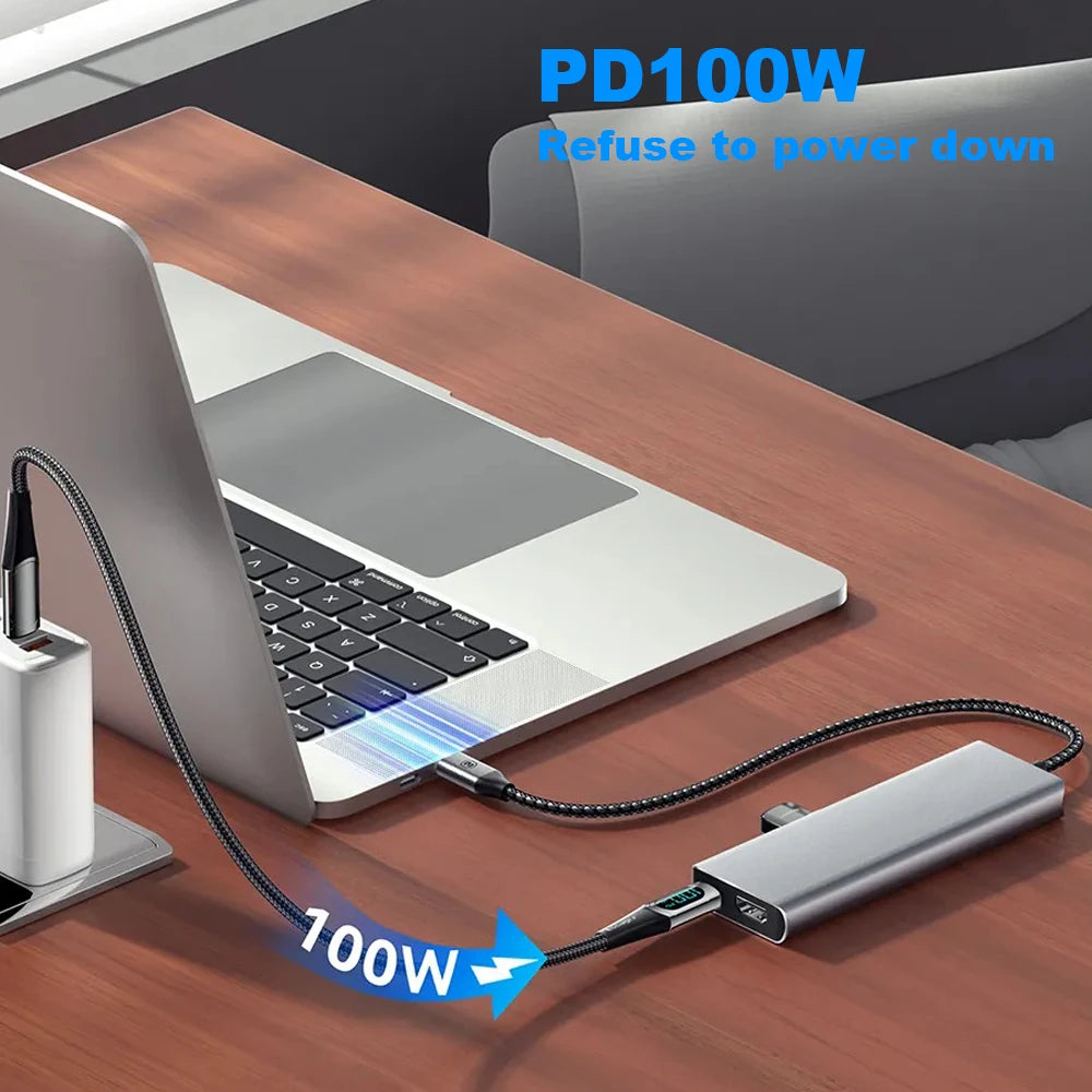 8-in-1 USB 3.2 Hub With Disk Storage Function Multi Adapter Card Reader Type C to HDMI-Compatible Splitter For Laptops Macbook