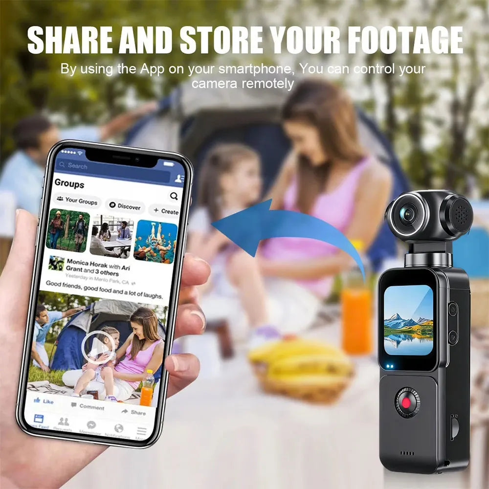 ANSVICAM 5K Action Camera Anti-shake Pocket Vlogging Cam  270° Auto Rotative 4K 60FPS Sports DV Portable Digital Video Recorder