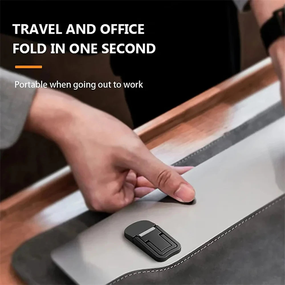 2Pcs Mini Foldable Laptop Holder Portable Computer Keyboard Riser with 2 Adjustable Angle Self-Adhesive Invisible Notebook Stand