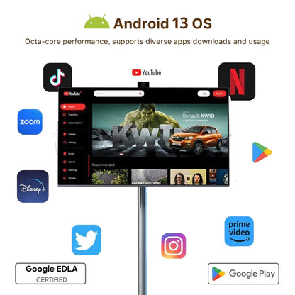 27 32 Inch Smart Home TV Movable Charging Digital Signage Portable Smart Screen Display Built-in Speaker Smart TV Monitor