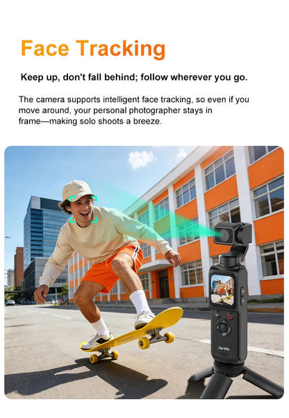 Ourlife 4K Action Camera 330° Face Tracking Gimbal Stabilizer 1.72 Inch Touch Screen 64MP Pocket Digital Camera WiFi Sports Cam