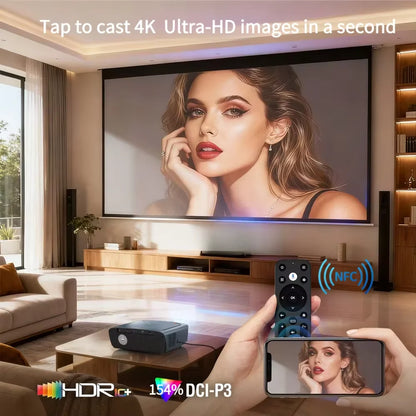 S7+ 4K Ultra HD Projector Video Movies 4000 ANSI Google TV Home Theater Android 14 Auto Focus Smart TV Beam Projectors Daytime