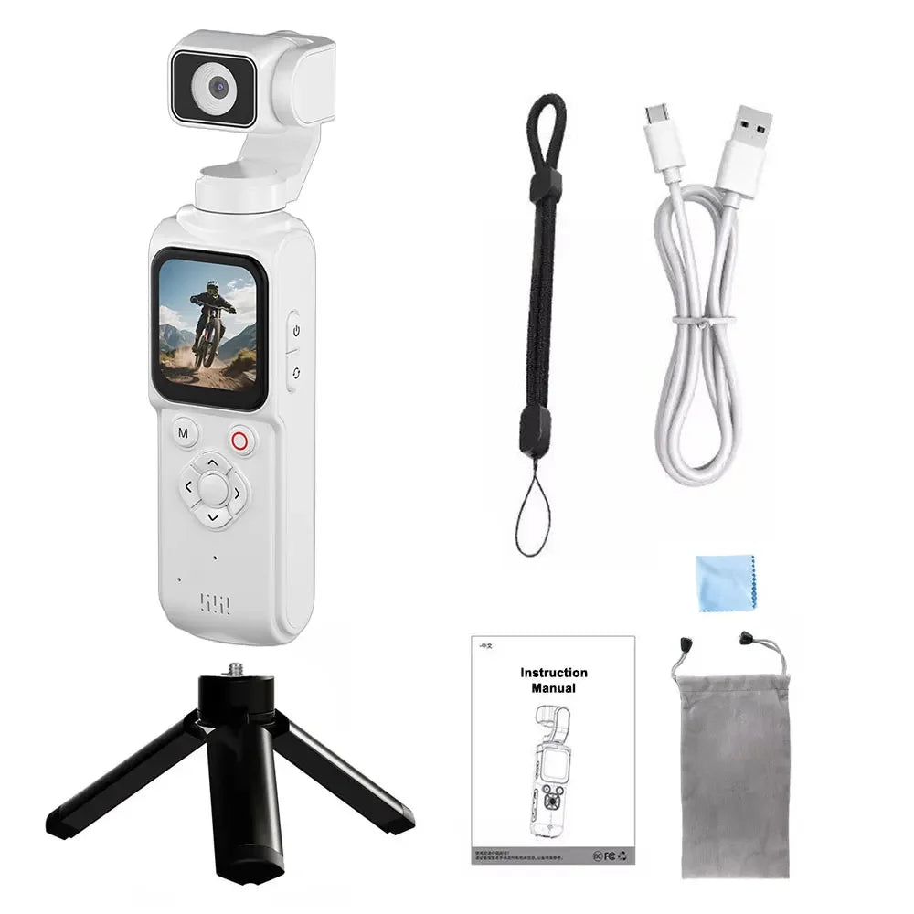 4K Wifi Pocket Vlogging Camera with 330° Auto-Tracking Face Gimbal Stabilizer Touch Screen Sports DV Bodycam for  Outdoor Vlog