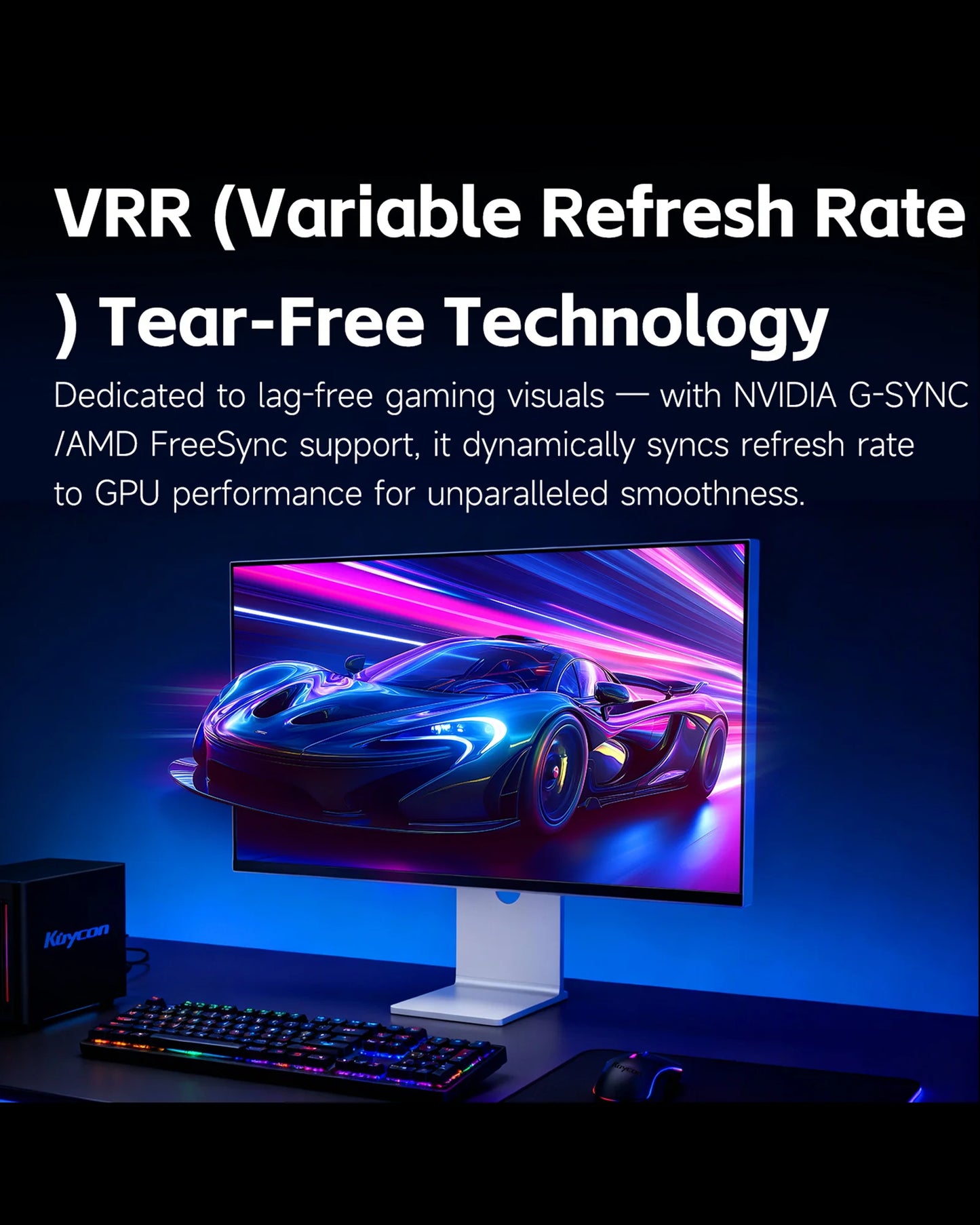 Kuycon P27ZB Compective Gaming Monitor 27 Inch 4K Desktop Display 240Hz 1ms Computer Screen Eye-care Freesync Anti-glare HDR600