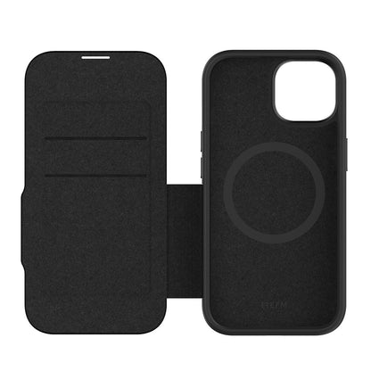 NNEDSZ EFM Monaco E-leather Wallet Case Armour With D3O Plus Suits Iphone 15 (6.1") - Black/Space Grey