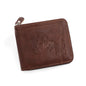 NNEDSZ Dark Brown Men's Leather Wallet with Zipper and Horse Embossed Design -  Compact and Stylish