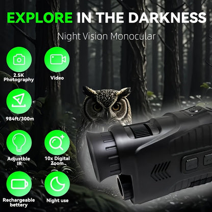 NNETM 10X Digital Zoom Infrared Monocular with LED Light