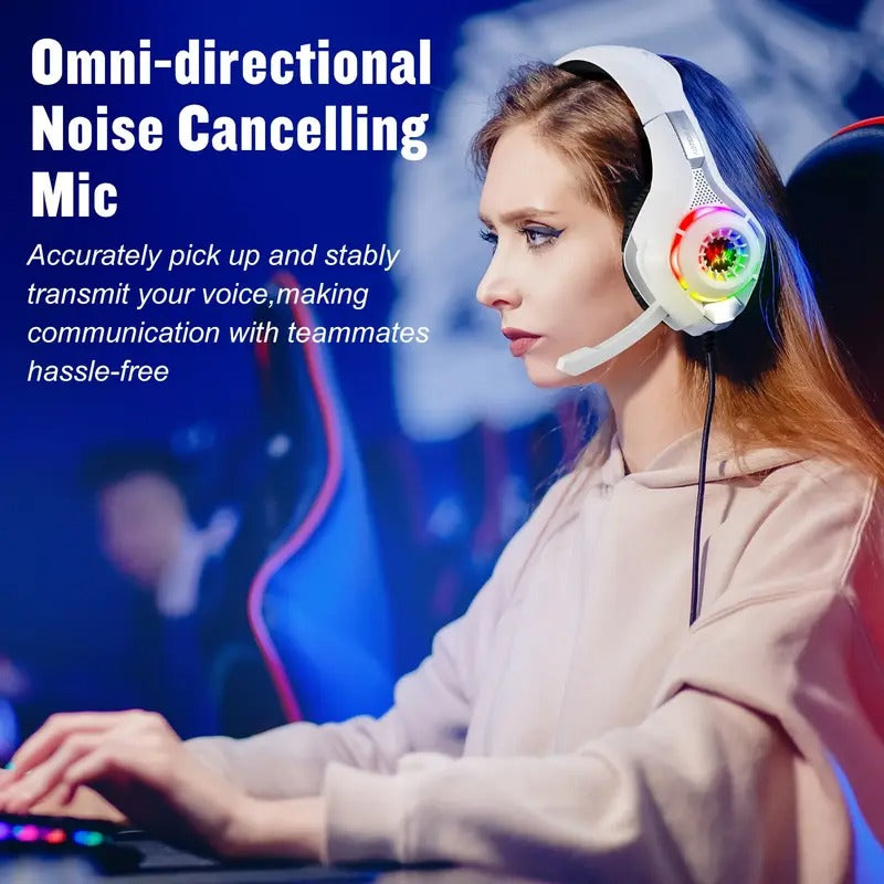 NNETM Gaming Headset with Mic, LED Light & Surround Bass